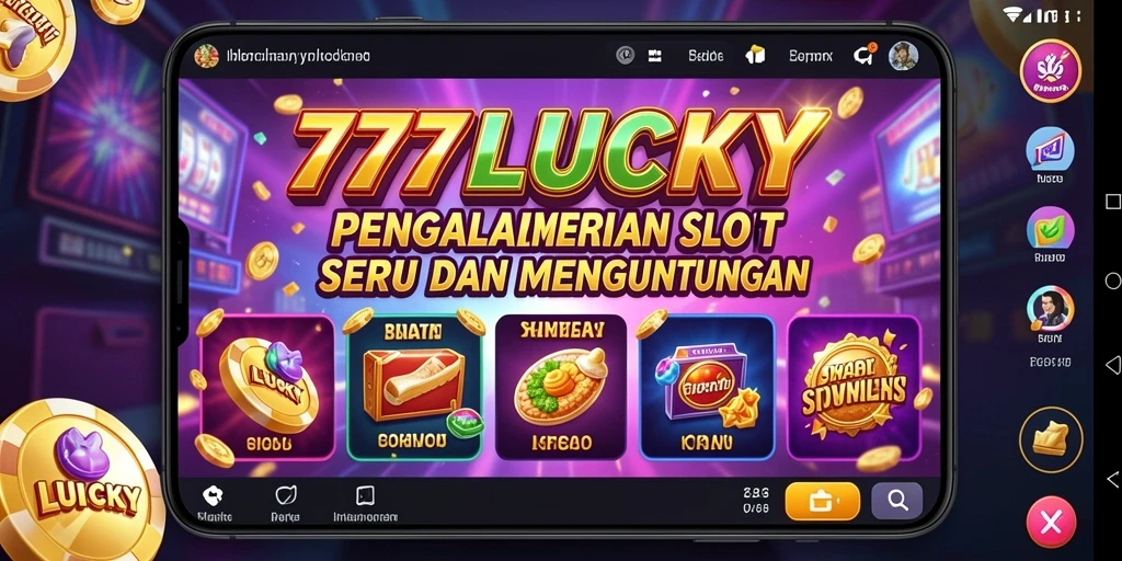 Tampilan seru gameplay Slot dalam 777LUCKY dengan berbagai simbol menarik.