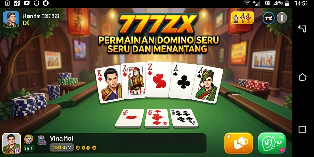 Screenshot permainan 777ZX yang menunjukkan aksi seru Domino.