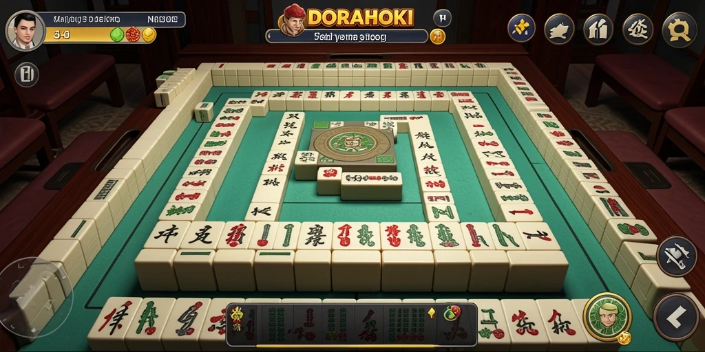 Tampilan gameplay Mahjong yang menarik di DORAHOKI.