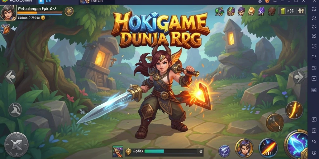 Tampilan permainan HOKIGAME yang penuh aksi dan petualangan RPG.