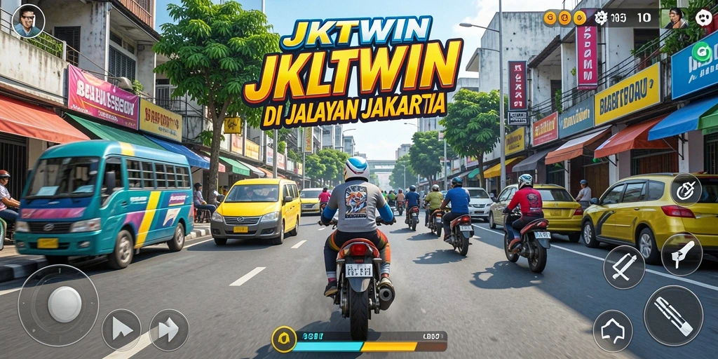 Tampilan gameplay JKTWIN yang menegangkan di jalanan Jakarta.