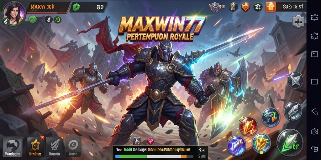 Tampilan gameplay seru dari MAXWIN77 dalam pertempuran royale.