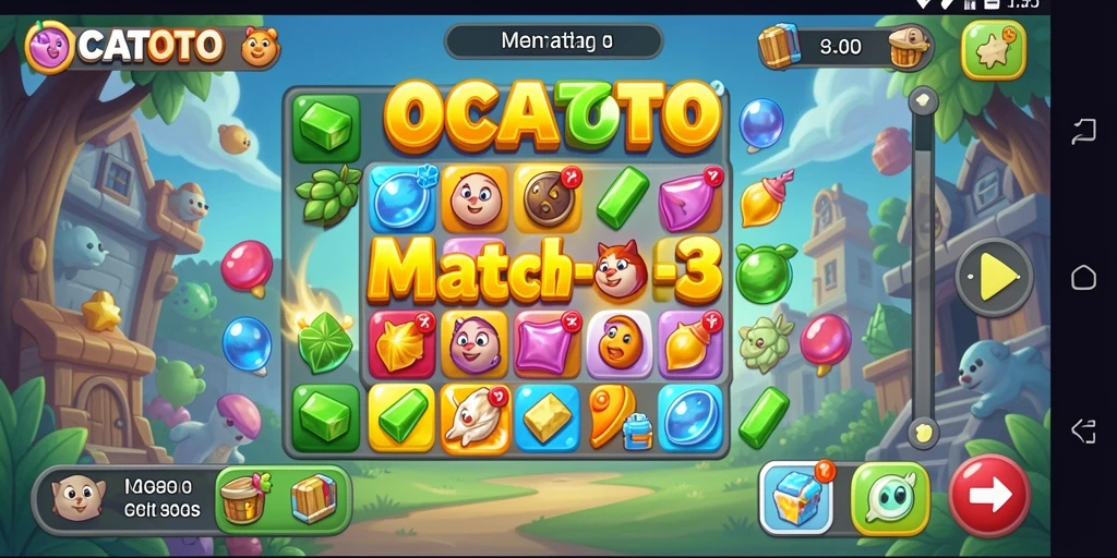 Gameplay seru OCATOTO dengan elemen Match-3 yang menantang.
