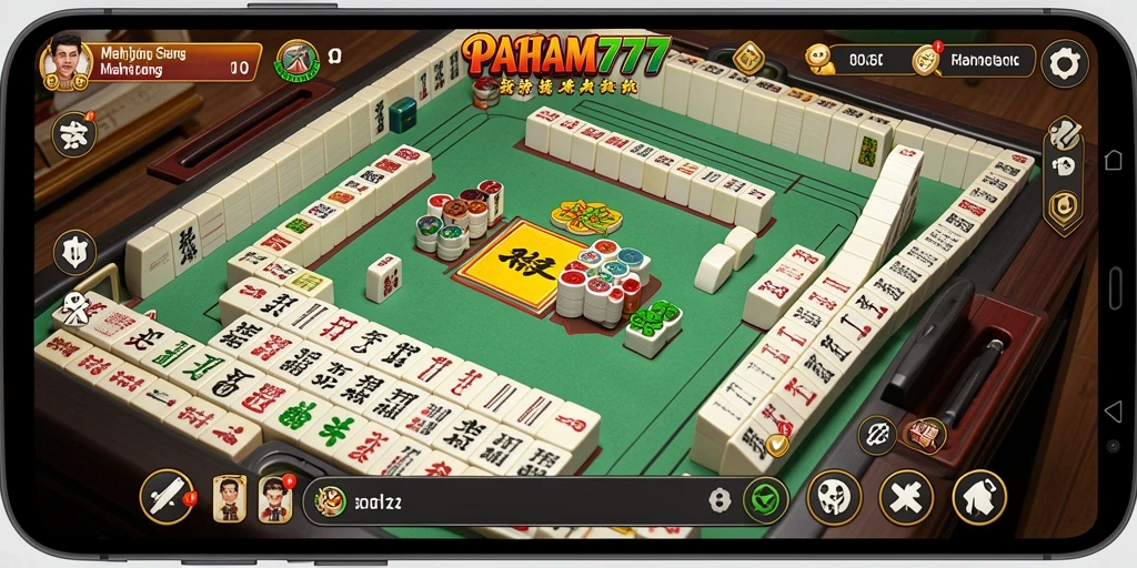 Tampilan gameplay Mahjong yang menantang dan seru di PAHAM777.