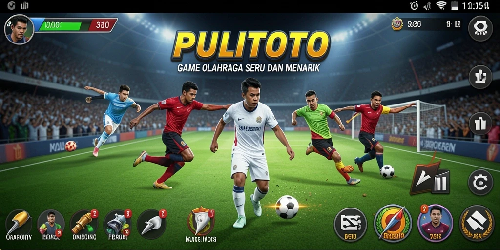 Tangkapan layar gameplay dinamis PULITOTO yang menampilkan aksi olahraga.