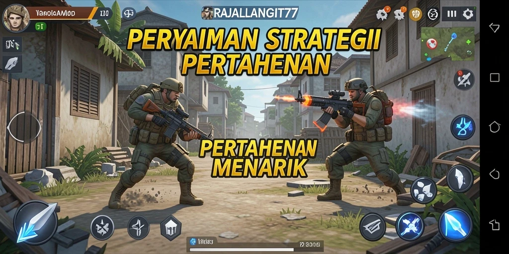 Tangkapan layar menarik dari pertempuran di RAJALANGIT77 dengan menara menembak musuh.