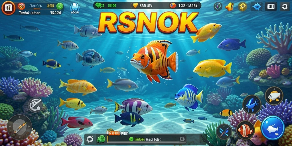 Tampilan gameplay RSNOK saat menembak ikan di lautan.