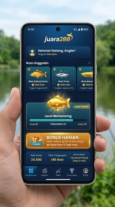 Menu kategori aplikasi yang mudah dinavigasi di juara288.